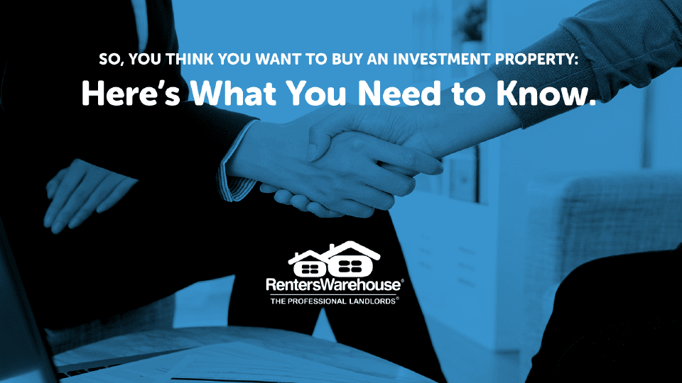 White Renters Warehouse logo with handshake on background