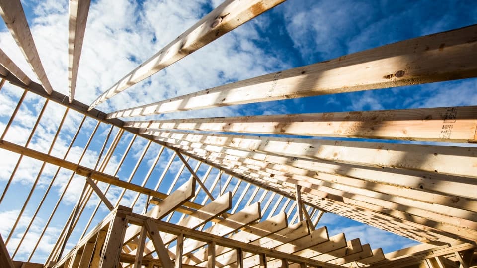 Frame of house in the sky